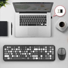 Mofii Mofıı 666 Kablosuz Klavye Mouse Seti 2.4g Retro Yuvarlak Tuşlu 110 Tuş Renkli Sessiz Ofis Seti