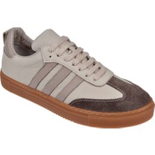 Floor Hakiki Deri Kadın Spor Ayakkabı Sneaker MAK-3020 Vizon