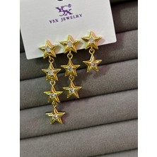 Maison Lune Kadın Gold Renk Zirkon Taşlı Yıldız Figürlü 3'lü Kombin Küpe Seti