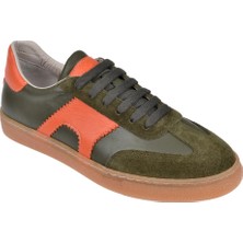 Floor Hakiki Deri Kadın Spor Ayakkabı Sneaker MAK-5120 Haki Orange