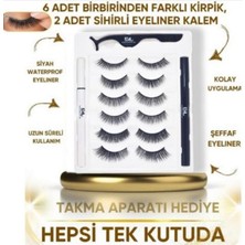 Store 12 Adet Takma Kirpik Seti 6 Farklı Çift - 2 Adet Mıknatıslı Likit Eyeliner Yapıştırıcı