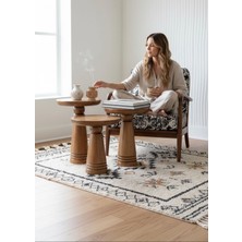 Aselya Home Doğal Ahşap 3'lü Set Mantar Yan Sehpa Modern Fiskos Zigon Çiçeklik