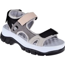 Sms Cırtlı Comfort Kadın Sandalet SMS-4740 Siyah Multi