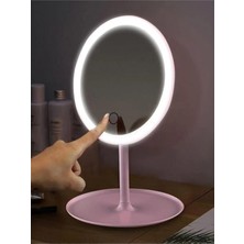 Store Beyaz Dokunmatik LED Işıklı USB Li Yuvarlak Masa Üstü Makyaj Aynası
