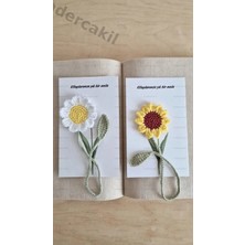 2 li Kitap Ayracı, Ayçiçeği ve Papatya, El Emeği Hediyelik  kadercakil