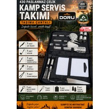 Doru Paslanmaz Çelik Kamp Servis Seti ( Organizer Çantalı Premium Set )