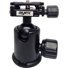 Store Kh-02 Ball Head Tripod Kafa, 360° Pan Tilt, 10KG Taşıma Kapasiteli, 1/4" Vida Uyumlu, Hızlı Bağlantı Plakalı Metal Kamera Kafası