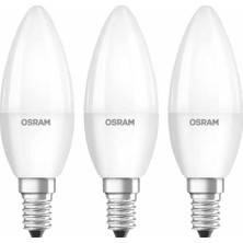 Osram LED Ampul 5W Beyaz Işık 470 Lümen E14 C35 Mum Tipi 3'lü Paket Güç Tüketimi 1-10 W