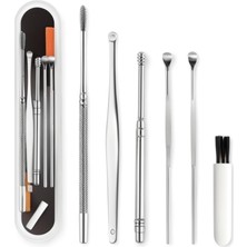 Busstier 6 Parça Paslanmaz Çelik Kulak Temizleme Kiti Ergonomik Tasarımlı Kulak Temizleyici Seti Taşıma Kutulu
