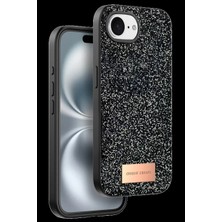 Bezos Onegif Apple iPhone 16E Uyumlu Bright Simli Kapak - Siyah