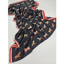 Tomris Şal Lüks Vual Ipek Şal Hijab Fular Scarf Shawl Atlı Desen 70 x 180 cm