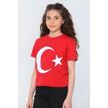 Kısakol Kırmızı Ay Yıldız Bayrak Tişört