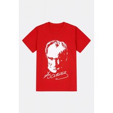 Kids Talya Beyaz Atatürk Baskılı Kırmızı Tshirt