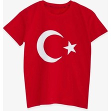Kostüm Atölyesi Ay Yıldızlı Türk Bayraklı Unisex Kısa Kollu Kırmızı T-Shirt