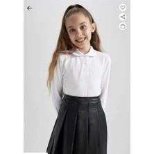 Akbaş Kids Kız Çocuk Polo Yaka Uzun Kollu Tshirt Beyaz