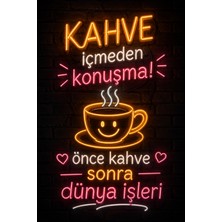 Lucena Neon Kahve Duvar Tablosu Metal Komik Kahve Yazılı Dekoratif Duvar Panosu 15X20 cm