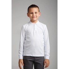 Ümiteks Kids Club Beyaz Polo Yaka Okul Tişörtü Pamuk Polo Yaka Tişört