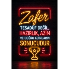 Lucena Zafer Temalı Neon Duvar Tablosu Metal Dekoratif Motivasyon Yazılı Duvar Panosu 15X20 cm