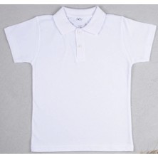 Beberium Kids Okul Polo Yaka Kısa Kol Beyaz Erkek Tişört 7/14 Yaş