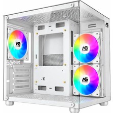 Next Gaming Orion Cube 3x Tuştan Değişen RGB Fanlı M-Atx Boş Bilgisayar Kasası Beyaz