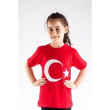 Klas Reyon 5-13 Yaş Unisex Çocuk Kısa Kol Kırmızı Bayrak Tişört