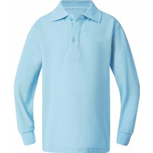 Kidsmadamiko Unisex %100 Pamuklu Uzun Kollu Polo Yaka Pamuklu Okul T-Shirt