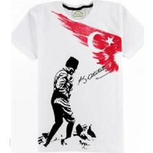 DHN Atatürk ve Bayrak Baskılı Kısa Kol Çocuk Tshirt