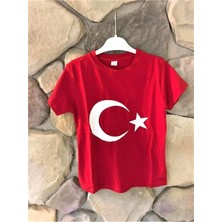 Elif Bebe Unisex Çocuk Kırmızı Bayrak T-Shirt