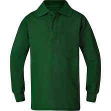 Kidsmadamiko Unisex Uzun Kollu Polo Yaka Pamuklu Okul T-Shirt