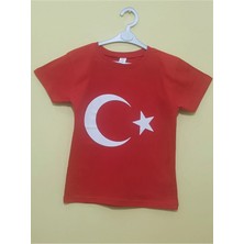 Seçkin Kids Unisex Çocuk Kırmızı Ay Yıldız Bayrak T-Shirt