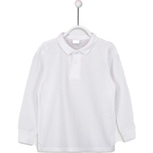 Alm Erkek Çocuk Beyaz Uzun Kol Polo Yaka T-Shirt