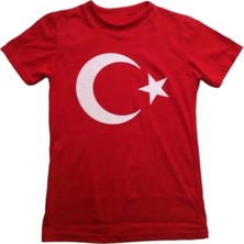 Ay Yıldız Baskılı Kırmızı Bayrak Tişört