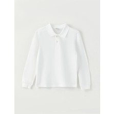 Neba Boutique Polo Yaka Beyaz Uzun Kollu T-Shirt