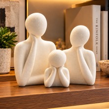 Soyut Aile Heykeli Seti – El Yapımı Modern Biblo | 2, 3, 4 Çocuklu Aile Figürleri | Minimalist Dekoratif Aksesuar