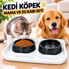 Yıldızhane Kedi Köpek Mama ve Su Kabı Seti Siyah – Çıkarılabilir Ikili Mama Kabı Evcil Hayvan Beslenme Seti