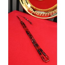 Anemore Collection Ithal Toz Kehribar Tesbih Kesme Kesim Kırmızı Hareli