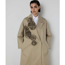 Machka Çiçek Aplikeli Pardösü MS1260011003023
