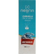 Nesrin 120 ml Çubuklu Oda Kokusu Okyanus – Bambu Koku, Kalıcı Ortam Kokusu ve Dekoratif Cam Şişe