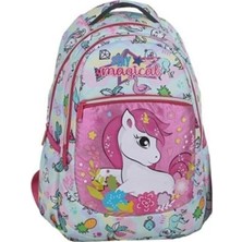 Anaokul Sırt Çantası Kız Erkek Unisex Ortopedik Astarlı Su Geçirmez 5 6 7 Yaş At Unicorn Mavi