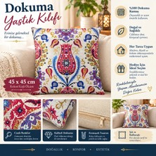 Kapadokya Hediyelik Dokuma Lale Motifli Dekoratif Kırlent Yastık Kılıfı