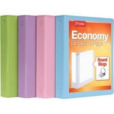 Cardinal 3 Halkalı Klasör, 3,5 Cm, Yuvarlak Halkalar, 350 Yaprak Tutar, Clearvue Sunum Görünümü, Yapışmaz, Çeşitli Pastel Renkler, 4 Paket (79552)