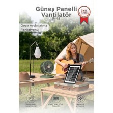 Torima Güneş Panelli Vantilatör Şarjlı Ampüllü 5 Kademeli Taşınabilir Kablosuz Fan F48 Yeşil