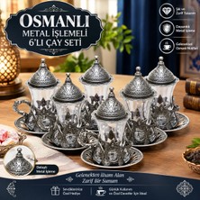 Kapadokya Hediyelik Osmanlı Lale Desenli  6'lı Çay Seti