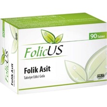 Edis Pharma Folicus Folik Asit 90 Tablet Takviye Edici Gıda İçin Vitamin ve Mineral
