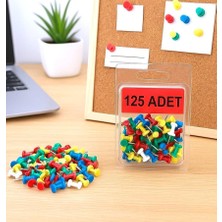 125 Adet Renkli Harita Çivisi Mantar Pano Raptiyesi Pano Iğnesi