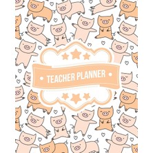 Teacher Planner: Pink Pig Pattern | + Bonus Student Information Log | Weekly Lesson Plans | Monthly Schedule Calendar