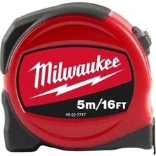 Milwaukee 5m Ölçüm Mesafesi Ağır Hizmet Tipi Kompakt Şerit Metre 5m/25mm - 48227717 Siyah - Kırmızı Renk ve Otomatik Kapanma