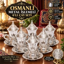 Kapadokya Hediyelik Osmanlı Lale Desenli  6'lı Çay Seti