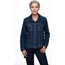 Seleste Kadın Gömlek Yaka Düğmeli Cepli Taş İşlemeli Denim Ceket 26YC26-1