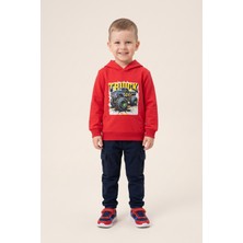 Crassi Erkek Çocuk Sweatshirt Kapüşonlu Baskılı 2 Iplik Polarlı Şardonlu %100 Pamuk